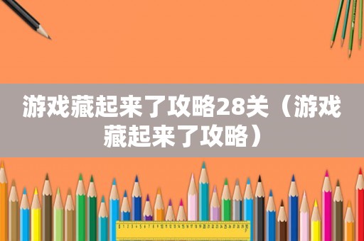 游戏藏起来了攻略28关（游戏藏起来了攻略）
