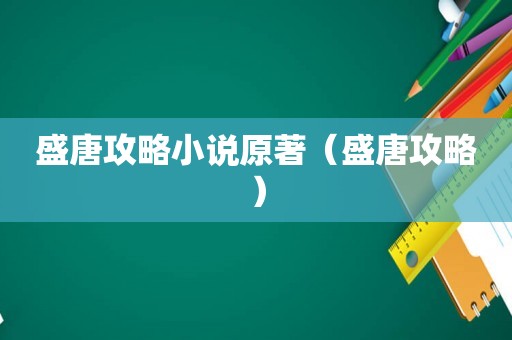 盛唐攻略小说原著（盛唐攻略）