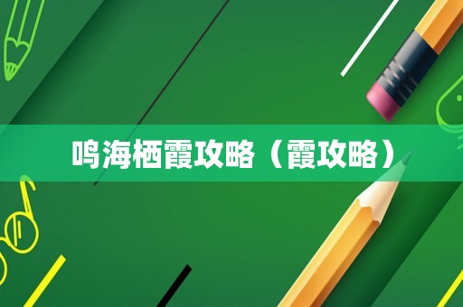 鸣海栖霞攻略（霞攻略）